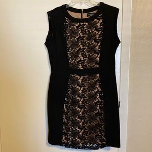 Black and nude lace cocktail dress